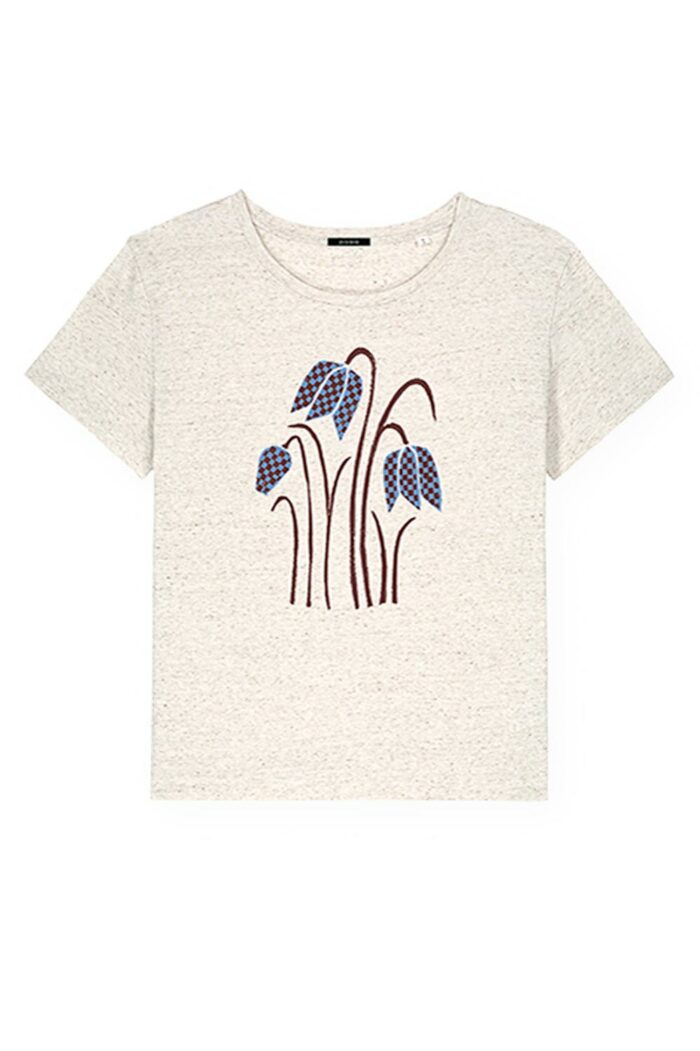 T-shirt kievitsbloemen beige