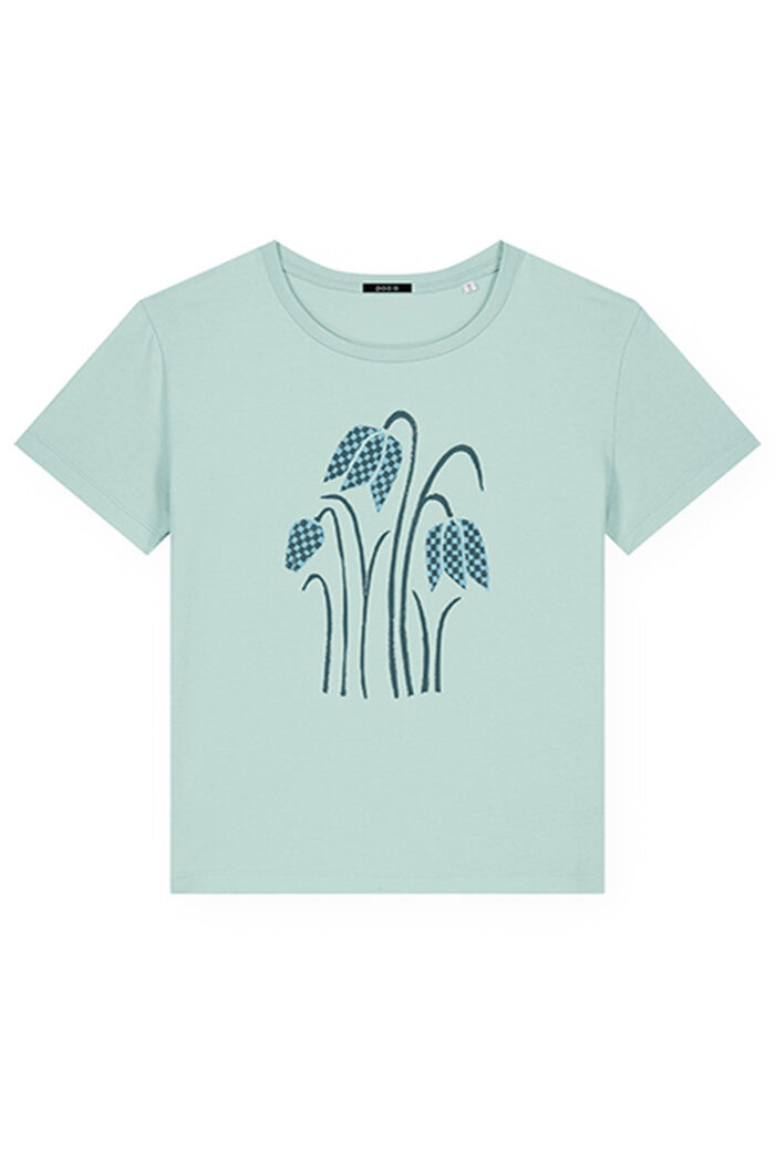 T-shirt kievitsbloemen blauwgroen