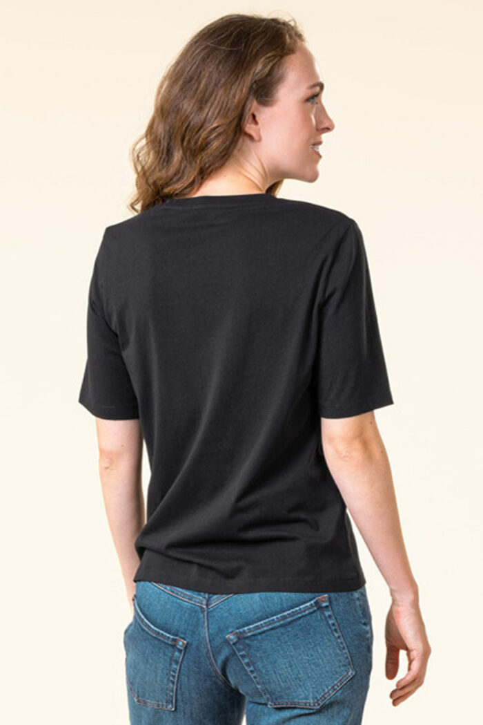 Basic dames t-shirt 100% biokatoen  zwart - Afbeelding 3