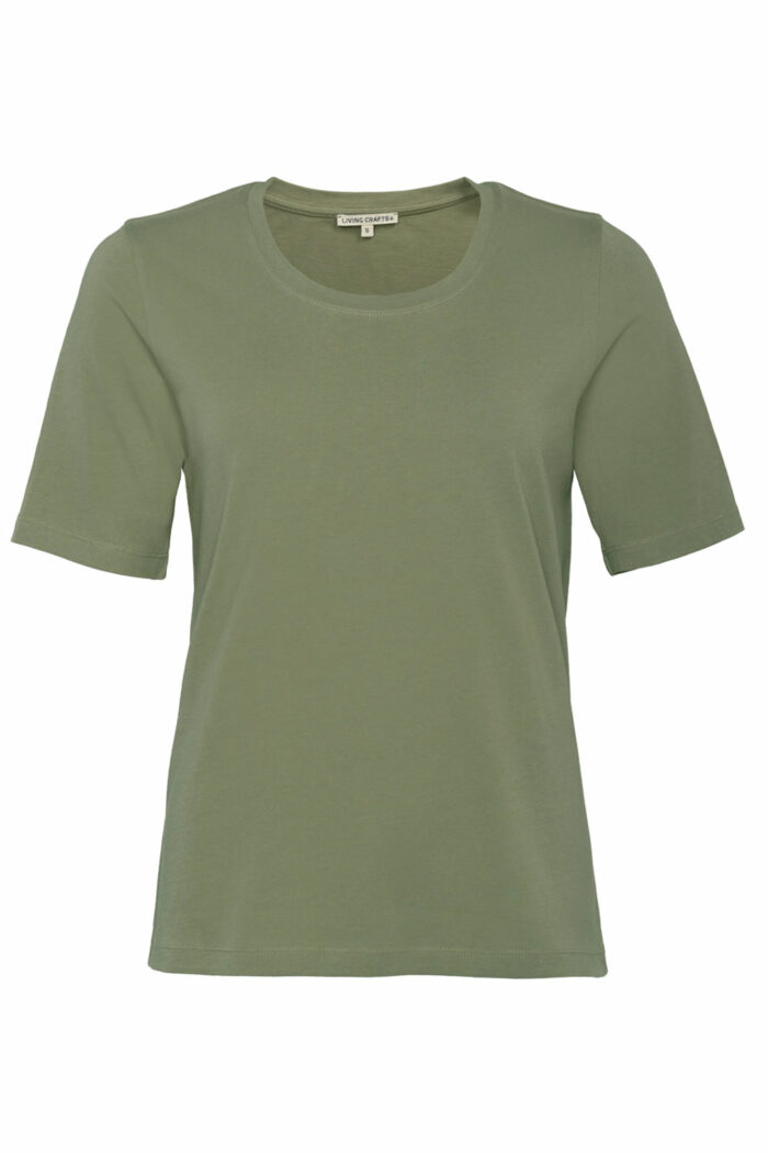 Basic dames t-shirt 100% biokatoen olijfgroen