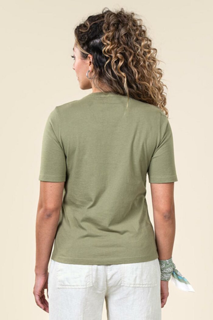 Basic dames t-shirt 100% biokatoen olijfgroen - Afbeelding 3