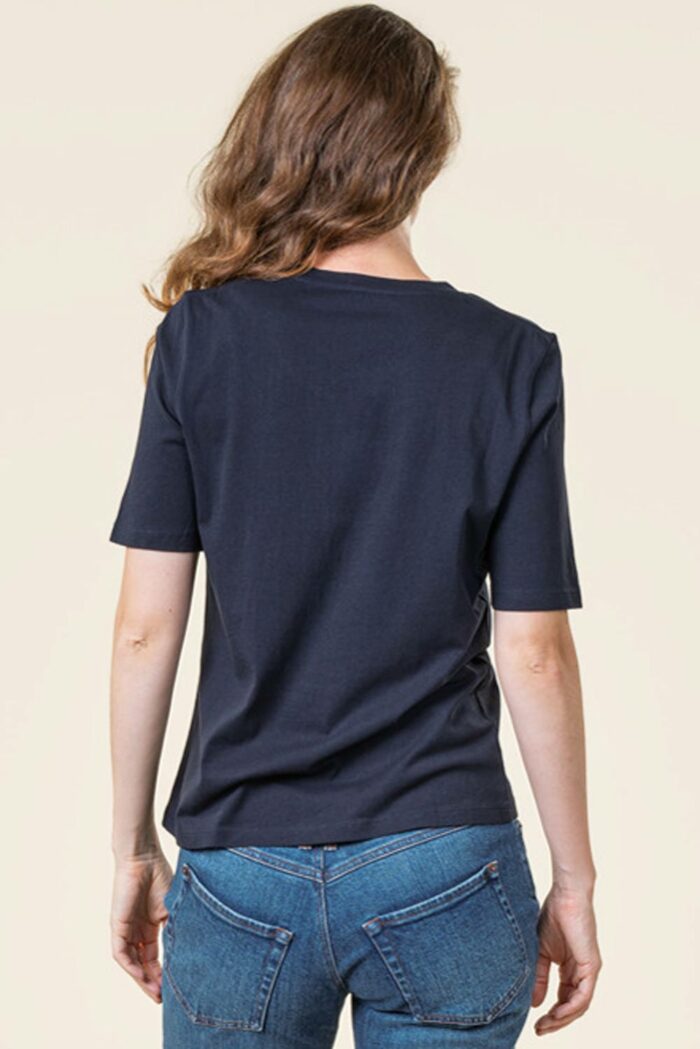 Basic dames t-shirt 100% biokatoen donkerblauw - Afbeelding 3