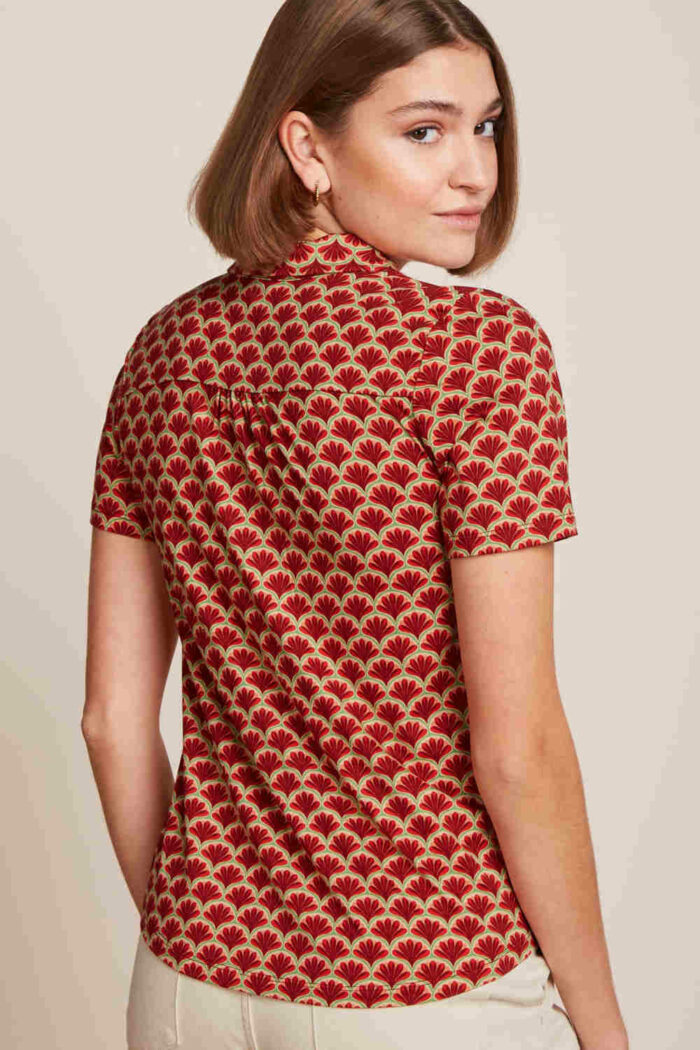 Blouse korte mouw retroprint rood - Afbeelding 3