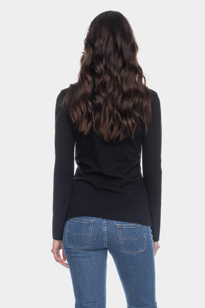 Basic longsleeve ronde hals 100% biokatoen zwart - Afbeelding 2