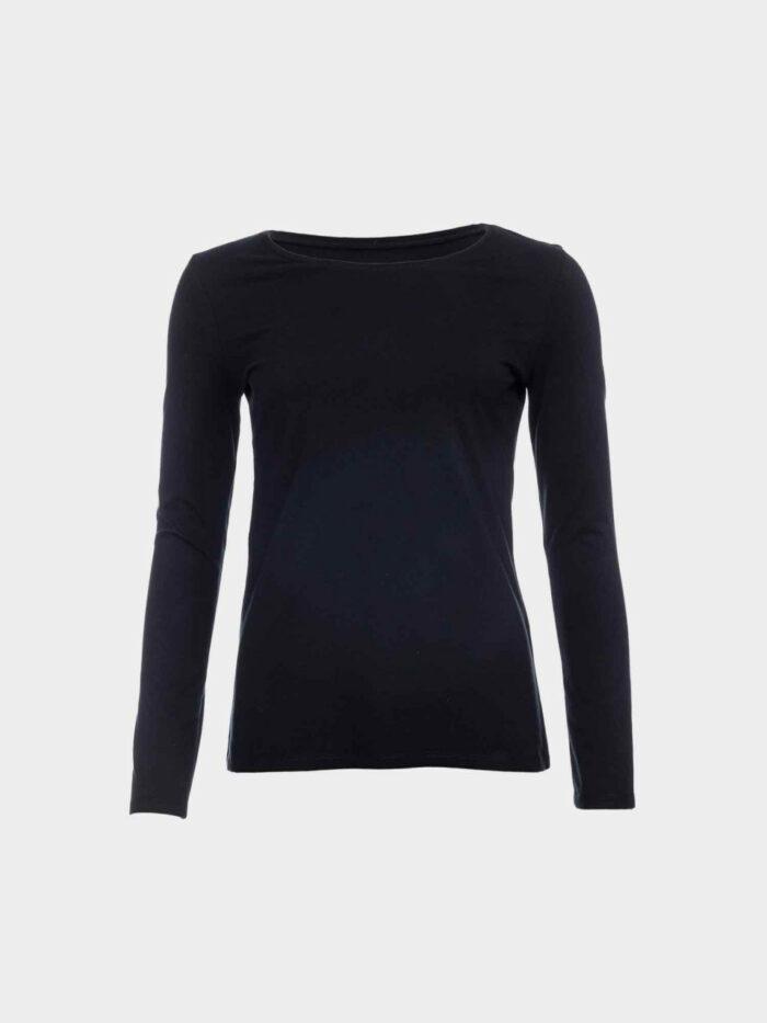 Basic longsleeve ronde hals 100% biokatoen zwart - Afbeelding 3