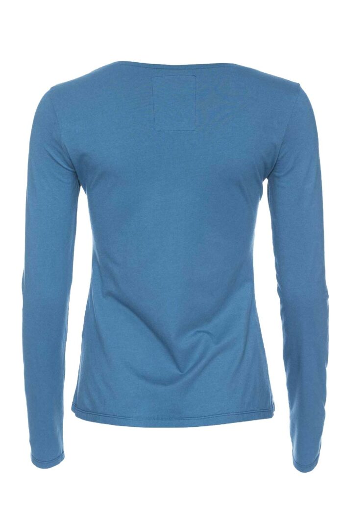 Basic longsleeve ronde hals 100% biokatoen blauw - Afbeelding 4