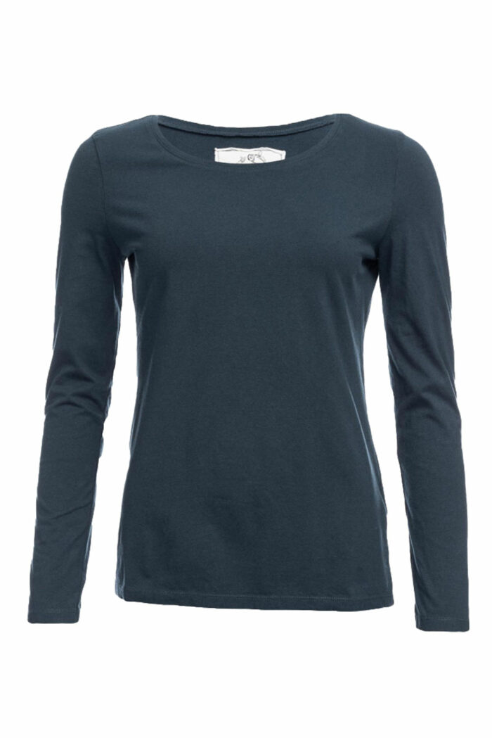 Basic longsleeve ronde hals 100% biokatoen donkerblauw